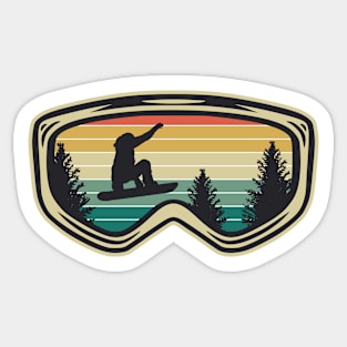 Retro Sunset Snowboarding Goggles Sticker